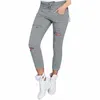 Damenhosen, Caprihosen, 2022, zerrissene Jeans für Damen, Hosen, Stretch-Bleistift-Leggings