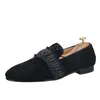 Handgemachte schwarze Kuh Wildleder Nähte Kleid Schuhe Herren Loafer britischen Stil klassische Männer Mokassin Männer Wohnungen Plus Größe