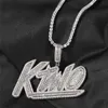 Nieuwe aankomsten Hoge kwaliteit vergulde bling ice out cz aangepaste naam cursieve brieven hanger ketting met 24 inch touw ketting