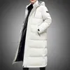 Men Down Jacket Long Parka Coat 80% White Duck Down Coat Men Winter Outwear White Jacket Hooded Overcoat Mens Fashion 211008