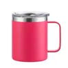 12oz Kaffe Kopp med handtag isolerat rostfritt stål återanvändbart dubbelvägg vakuum öl Travel Cup tumbler pulverlackerad skog glidande lock dwj0126