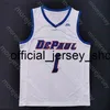 2020 New DePaul Blue Demons Basketball Jersey NCAA College 1 Romeo Weems Blanc Tout Cousu et Broderie Hommes Taille Jeunesse