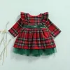 Girl's Dresses Girls Kids Christmas Dress Toddler Baby Child Red Plaid Bow For Girl Xmas Party Princess Costumes