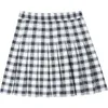 The Summer Korean High Waist Pleated Skirts Black Gothic Sexy Cute Mini Plaid Skirt Women Uniform Students Clothes 210507