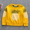 Barn pojkar tjejer långärmad stickad tröja höst vinter barn kläder baby ananas mönster pullover 210429