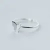 Retro minimalistisk silver färg öppna ringar för kvinnor personlighet fjäder fjäril justerbar finger ring flicka smycken gåva