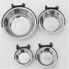 2021 new Pet Bowl Can Hang Stationary Dog Cage Bowls Stainless Steel Hanging Dish Durable Puppy Cat Feeder