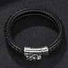 Bracelets de charme punk acier inoxydable tête de dragon boucle magnétique bracelet en cuir bracelet hommes hand-bracelet mâle garçon bracelet cadeau PS