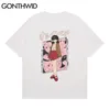 T-Shirts Streetwear Japanische Anime Cartoon Mädchen T-Shirts Hemden Hallo pHop Casual Baumwolle Harajuku Lose Mode T-Shirts Tops 210602