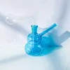 14 mm bunte Kürbisform aus Glas zum Rauchen von Wasser, gebogene Bohrinsel-Pfeifen-Tabakschale mit dickem Glasbrenner, Bubbler-Rohre, rosa, gelb, blau, grün, lila, rot, orange Farben