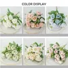 Dekoratif Çiçek Çelenkler 10 Çiçekler/Çöp Vintage Gül Kahve Çekirdek Macunu Mor Pembe İpek Buket Doğum Günü Partisi Düğün Dekorasyonu