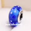 2pcs S925 Sterling Silver Screw Blue Bubbles Murano Glass Beads Fit Pandora Style Charm Jewelry Bracelets & Necklaces