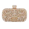 Diamant Evening Clutch Bag för Kvinnor Bröllop Golden Clutch Purse Chain Shoulder Bag Small Party Handväska med Metallhandtag
