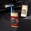 Montre coupe-vent Briquet torche à gaz Flamme bleue Jet Briquets Recharge Butane Beau LED de grande valeur Lumières froides Design de mode Gadgets pour fumer