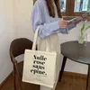 Winkelen Canvas Vintage Letter Print Schouder Casual Shopper Student Handtas Boek S Bolsa Feminina Bolsos Dames Tas 220310