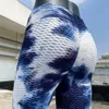 Women Tie-dye Yoga Pants High Waist Fitness Leggings Jacquard Weave Bubble Design Sports Pant Running Leggins Push Up Sexy Female Peach Buttock Tights WMQ1258