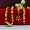 Hip hop män halsband kedja solid kolumnar formad 18k gul guld fylld mode smycken gåva