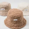 Lamb Faux Fur Bucket Hat Winter A quente chapéus de veludo de pelúcia para mulheres, senhora, engrosse Bob Panamá, Caps de chapéu de pescador ao ar livre