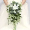Свадебные цветы Waterfall Букет зеленый белый в искусственном розе свадеб с винтажной деревней капля тип невесты домашний декор