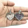 JLN Wish Bottle Heart Stone Pendant Natural Crystal Mineral Ornament Gravel Stone Pendants With Brass Chain Valentine's Gift for Gilrs and Women