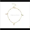 Anklets sieraden drop levering 2021 Anklet sets 2 stks/zak witte kraal hanger 8 vorm charme sier gouden kleur metaal vergulde ketting voor vrouwen geschenk cp