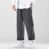 Men039s джинсы Жаккардовая полоса мешковатые брюки с прямыми ногами Негабаритные винтажные мужчины Бэгги Джинсовый