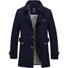 Mens affärjacka mode höst män lång bomull vindbrytare jackor överrock manlig casual vinter trench outwear coat 210707