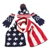 Regalo di Natale Unisex bambini American UK Flag design cappello lavorato a maglia set guanti sciarpa Donna Uomo Fodera in lana spessa 3 pezzi completo Set caldo