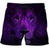 Lion Shorts Men Animal Casual Short Pants Cargo Black Beach 3D Gedrukte Fashion Heren Manne Summer Streetwear Men's