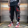 Hommes Casual Hip Hop Cargo Pantalon Printemps Tendance Lâche Streamers Street Dance Stretch Multi-Poche 210715