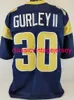 Men Women Youth Todd Gurley Custom Sewn Navy Blue Football Jersey XS-5XL 6XL