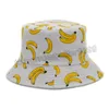 Banana impressão pescador chapéu homens mulheres verão rua bacia chapéus duplo-enfrentado pára-sol cubeta casal