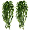 2pcs artificiell efterföljande växter Fake hängande faux lövverk grönska växt för trädgårdsgryta korg dekor 1