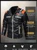 Vinter män läderjacka varm fleece mens casual pu motorcykel jackor zipper broderi biker outwear coats windbreaker 211009