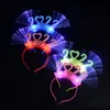 Bonne année fête de noël clignotant coloré 2022 bande de cheveux émettant de la lumière fibre optique led bandeau fête cadeau pour enfants jouet rave