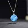 Chic Transparent Women Blue Sky White Cloud Resin Rould Ball Moon Pendant Necklaces Chain Fashion Jewelry Gifts for Girl