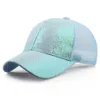 Ponytail Baseball Cap Women Snapback Summer Mesh Hats Casual Sport Sequin Caps Drop