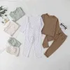 Bébé filles pyjamas ensemble printemps automne doux lâche côtelé coton arc pull deux pièces maison porter infantile enfant en bas âge vêtements 211109