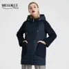 MIEGOFCE Collection Veste de printemps pour femme Manteau élégant avec capuche Poches plaquées Double protection contre le vent Parka 210819