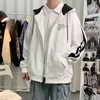 2021 Printemps Automne Nouveau Casual Sweats à capuche Hommes Japon Harajuku Fermeture à glissière Imprimer Coupe ample Mode Sport Cardigan Sweats à capuche Hommes Y0804