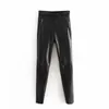 Moda Verde Preto Pu Calças De Couro Mulheres Skinny Juntos Streetwear Pu Calças Lápis Casuais Pantalon Femme 210521