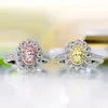 Echte 925 sterling zilveren mousserende geel roze diamant gemaakt Moissanite ringen voor vrouwen bruiloft fijne sieraden