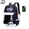 Fengdong school bags for teenage girls korean style schoolbag cute black bowknot backpack child book bag usb travel backpack X0529