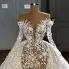 UPS 2022 Арабская русалка свадебные платья свадебные платья с съемным поездом с длинным рукавом жемчужина кружев