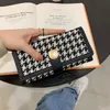 Factory wholesale women wallet elegant atmospheric printing card package sweet lady plaid long wallets fashion folding color matching large leather handbag