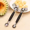 Roestvrijstalen fruitgereedschap Dubbele-end Watermeloen Scoop Baller Ice Cream Dessert Sorbet Lepel Keuken Tool 18cm