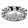 2pcsset Luxury Crown Charm Men Braccialetti da 8 mm micro pavimentazione CZ rotonda intrecciata intrecciata bracciale gioielleria fatta a mano Women Gift6130524