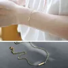 925 Sterling Sier Korean Version Simple One-Word Stick Chain Bracelet Women Fashion Charm 14k Gold Jewelry Accsori