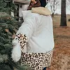 Kvinnor Vinter Vintage Leopard Print Patchwork Plush Jacket Elegant Faux Fur Coats Casual Turn-down Collar Lossa Outwear Overcoat 210428