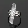 Kvinnor Ring Natursten Oregelbunden Kristall Silver Färg Wire Wrapped Justerbara Open Rings Reiki Fashion Smycken Party